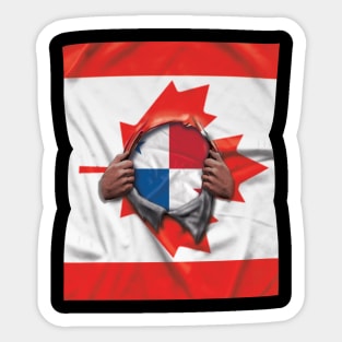 Panama Flag Canadian Flag Ripped - Gift for Panamanian From Panama Sticker